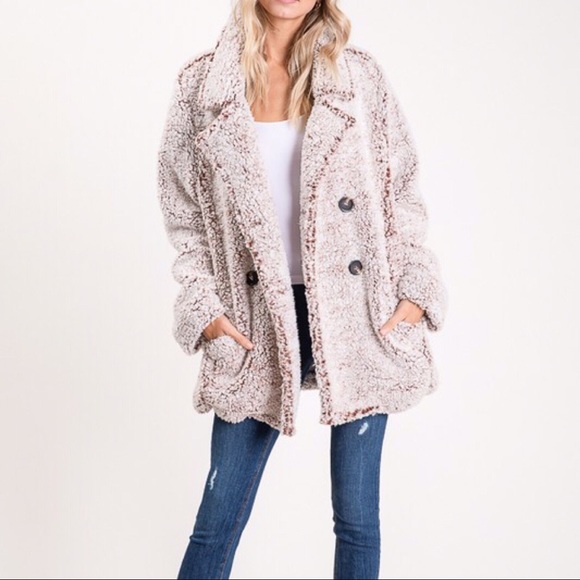 BLACK FRIDAY 🎄Teddy Bear Pea Coat-Mocha - Picture 2 of 8